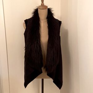 Michael Kors faux suede/faux fur reversible vest, size S